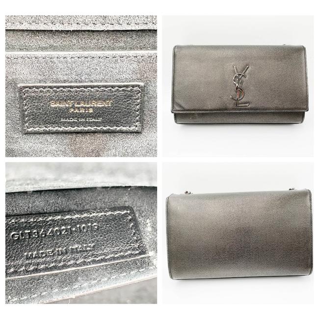 Saint Laurent Monogram Kate Medium Metallic Black Leather Shoulder Bag - image 12