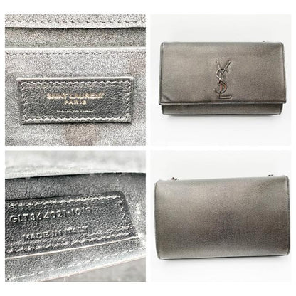 Saint Laurent Monogram Kate Medium Metallic Black Leather Shoulder Bag - image 12
