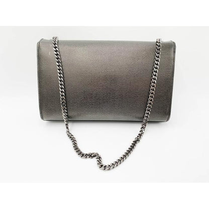 Saint Laurent Monogram Kate Medium Metallic Black Leather Shoulder Bag - image 3