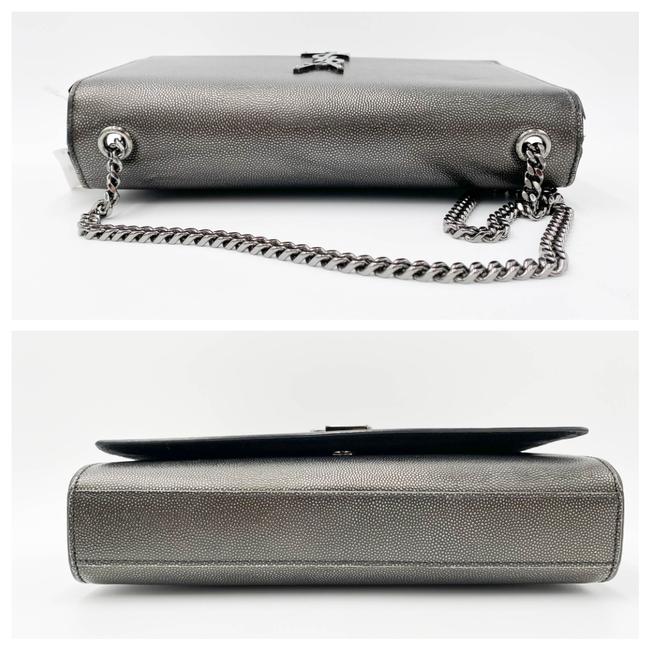 Saint Laurent Monogram Kate Medium Metallic Black Leather Shoulder Bag - image 6