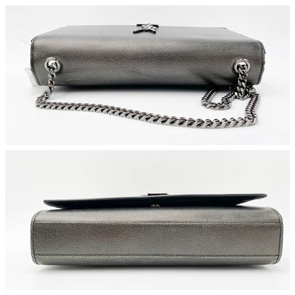 Saint Laurent Monogram Kate Medium Metallic Black Leather Shoulder Bag - image 6