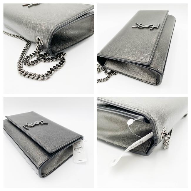 Saint Laurent Monogram Kate Medium Metallic Black Leather Shoulder Bag - image 7