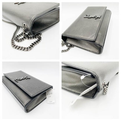 Saint Laurent Monogram Kate Medium Metallic Black Leather Shoulder Bag - image 7