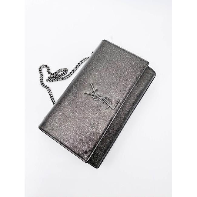 Saint Laurent Monogram Kate Medium Metallic Black Leather Shoulder Bag - image 9