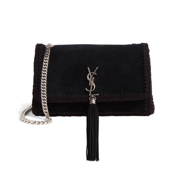 Saint Laurent Monogram Kate Medium Whipstitch Black Suede Leather Shoulder Bag - photo 1