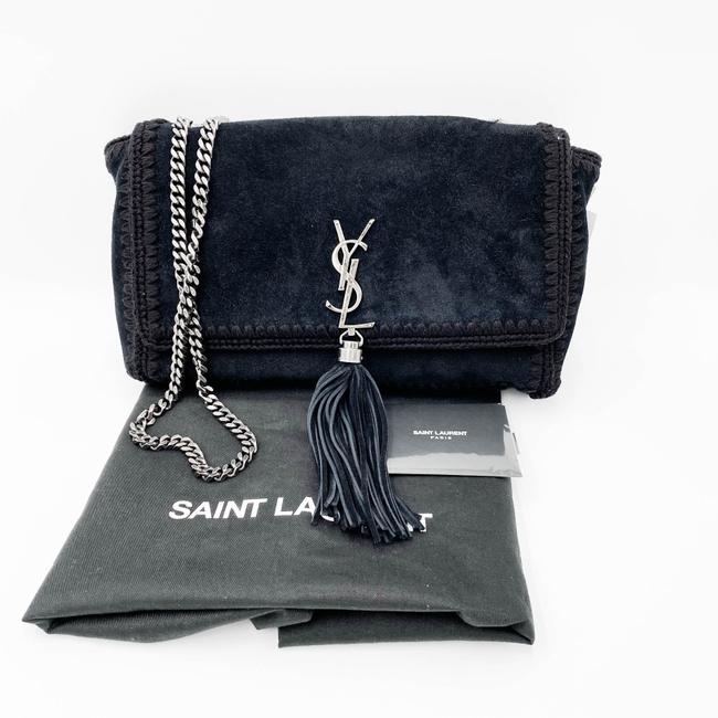 Saint Laurent Monogram Kate Medium Whipstitch Black Suede Leather Shoulder Bag - photo 4