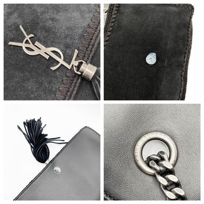 Saint Laurent Monogram Kate Medium Whipstitch Black Suede Leather Shoulder Bag - photo 9
