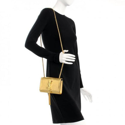 Saint Laurent Monogram Kate Metallic Calfskin Small Classic Tassel Satchel Gold Leather Shoulder Bag - image 2