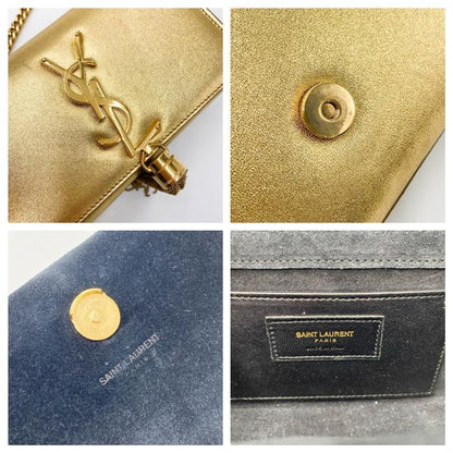 Saint Laurent Monogram Kate Metallic Calfskin Small Classic Tassel Satchel Gold Leather Shoulder Bag - image 11