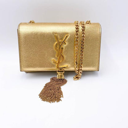 Saint Laurent Monogram Kate Metallic Calfskin Small Classic Tassel Satchel Gold Leather Shoulder Bag - image 3
