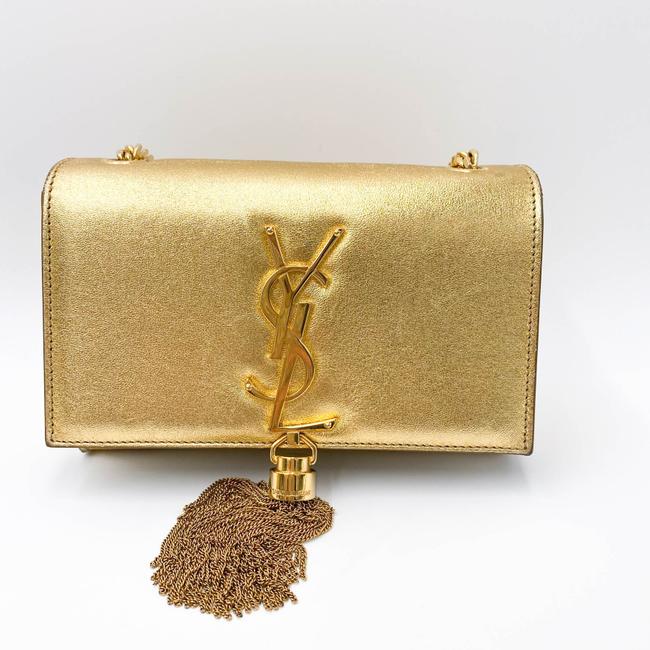 Saint Laurent Monogram Kate Metallic Calfskin Small Classic Tassel Satchel Gold Leather Shoulder Bag - image 4