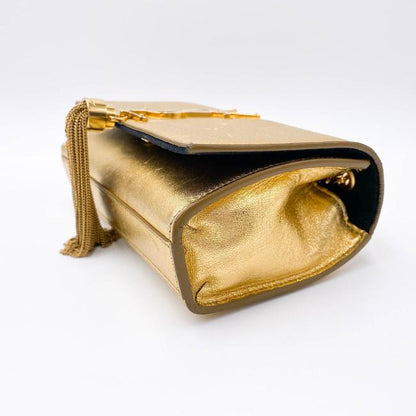 Saint Laurent Monogram Kate Metallic Calfskin Small Classic Tassel Satchel Gold Leather Shoulder Bag - image 7