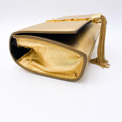Saint Laurent Monogram Kate Metallic Calfskin Small Classic Tassel Satchel Gold Leather Shoulder Bag - image 8