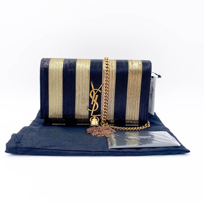 Saint Laurent Monogram Kate Metallic Stripe Wallet On A Chain Woc Black and Gold Leather Shoulder Bag - image 3