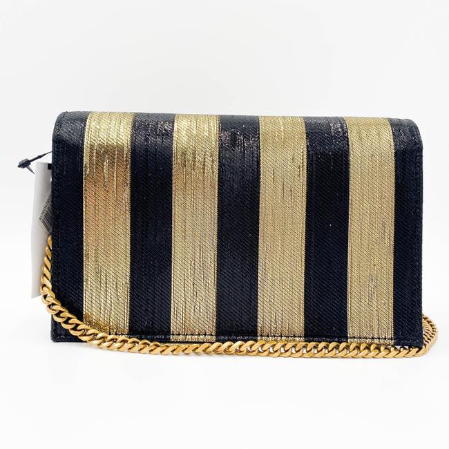 Saint Laurent Monogram Kate Metallic Stripe Wallet On A Chain Woc Black and Gold Leather Shoulder Bag - image 6