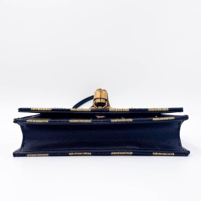 Saint Laurent Monogram Kate Metallic Stripe Wallet On A Chain Woc Black and Gold Leather Shoulder Bag - image 9