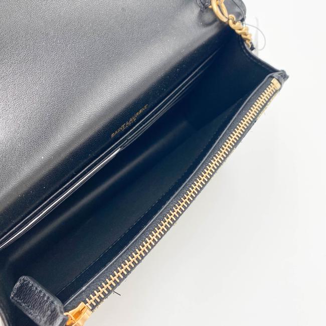 Saint Laurent Monogram Kate Metallic Stripe Wallet On A Chain Woc Black and Gold Leather Shoulder Bag - image 10