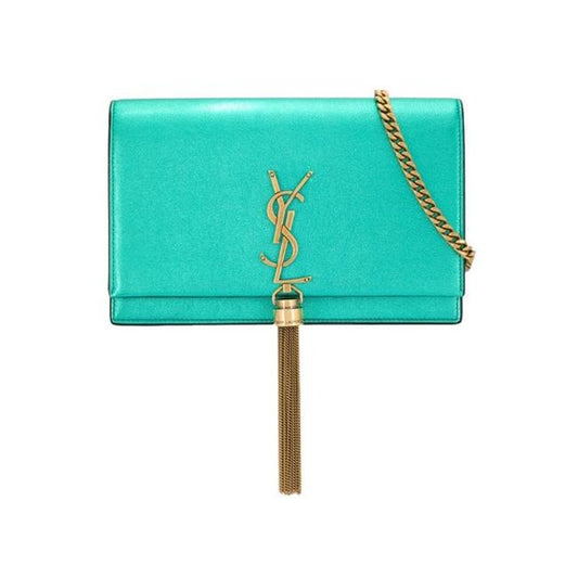 Saint Laurent Monogram Kate Monogram Tassel Metallic Chlorophylle Green Leather Cross Body Bag - image 1