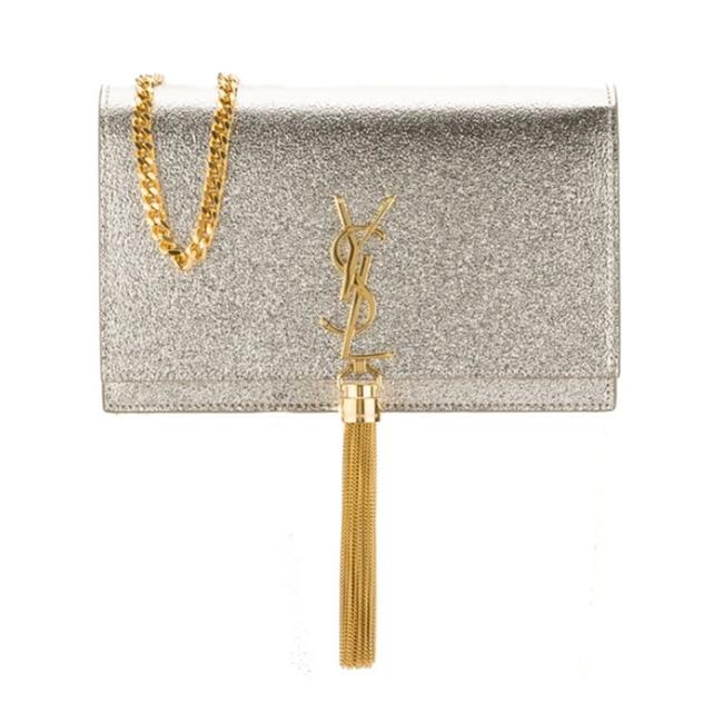 Saint Laurent Monogram Kate Pale Textured Grained Metallic Gold Leather Cross Body Bag - photo 1