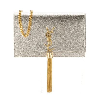Saint Laurent Monogram Kate Pale Textured Grained Metallic Gold Leather Cross Body Bag - photo 1
