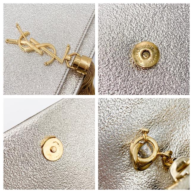 Saint Laurent Monogram Kate Pale Textured Grained Metallic Gold Leather Cross Body Bag - photo 11