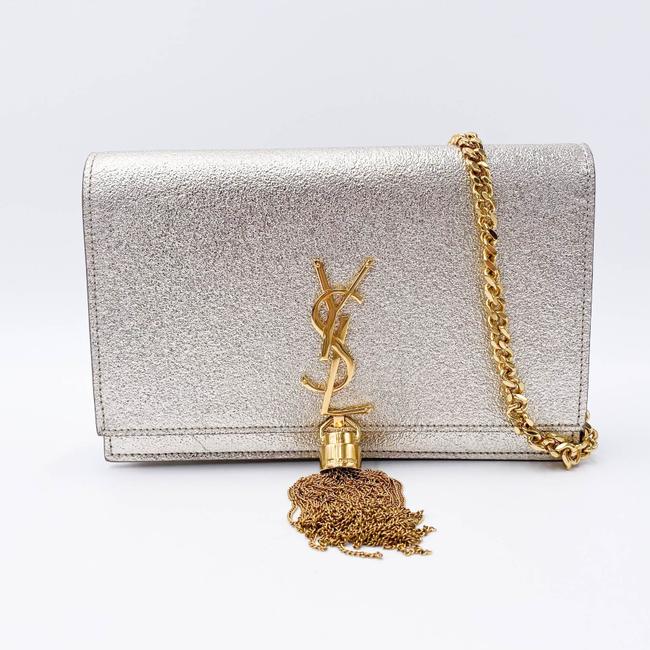 Saint Laurent Monogram Kate Pale Textured Grained Metallic Gold Leather Cross Body Bag - photo 4