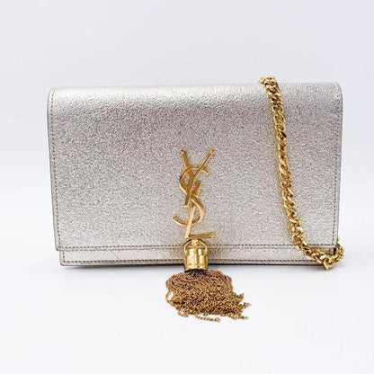 Saint Laurent Monogram Kate Pale Textured Grained Metallic Gold Leather Cross Body Bag - photo 4