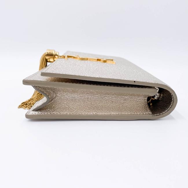 Saint Laurent Monogram Kate Pale Textured Grained Metallic Gold Leather Cross Body Bag - photo 8
