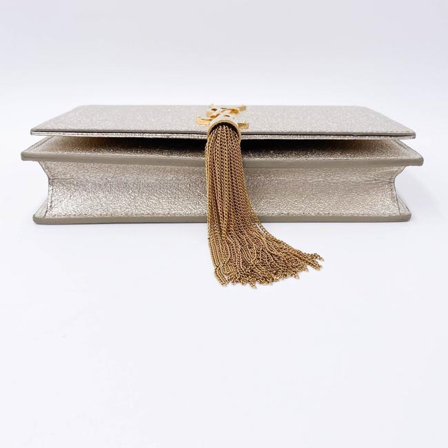 Saint Laurent Monogram Kate Pale Textured Grained Metallic Gold Leather Cross Body Bag - photo 9