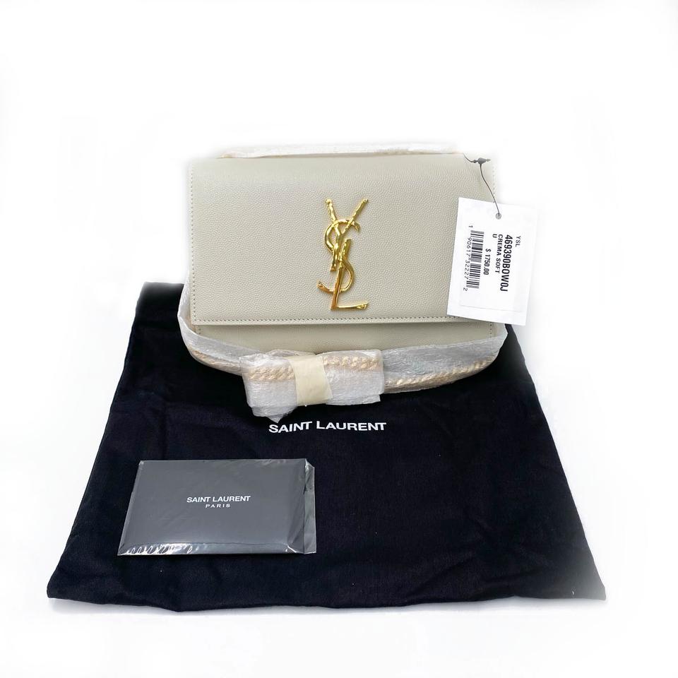 Saint Laurent Monogram Kate Small Crema Soft Monogram Chain Ghw White Leather Cross Body Bag - image 4