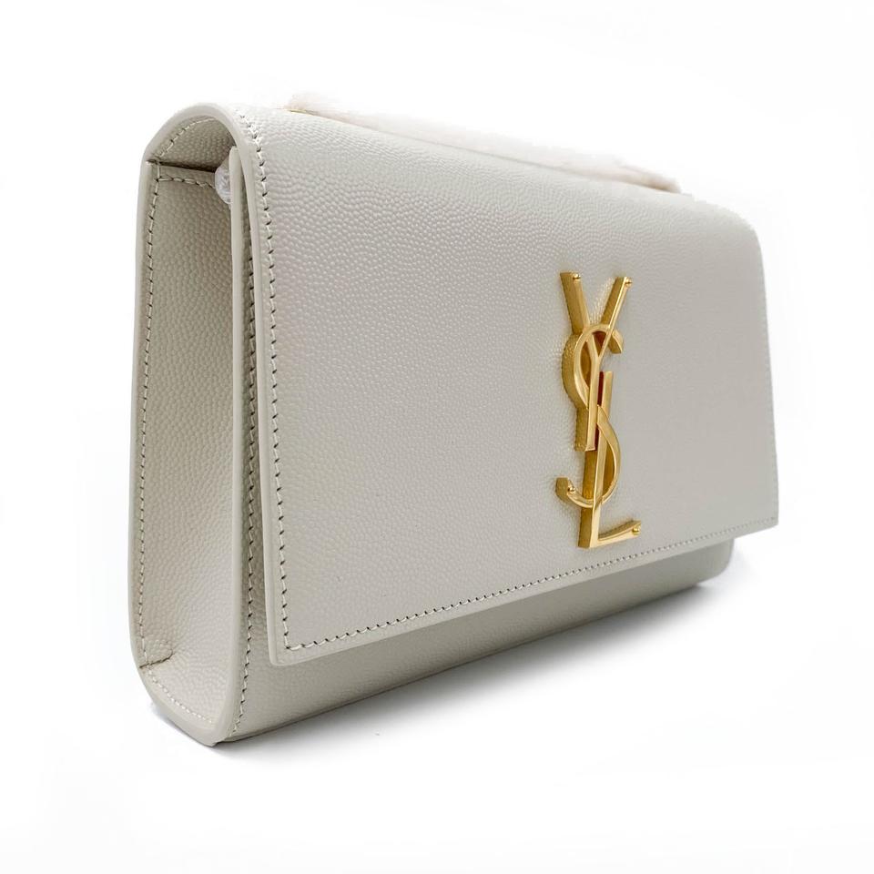 Saint Laurent Monogram Kate Small Crema Soft Monogram Chain Ghw White Leather Cross Body Bag - image 6