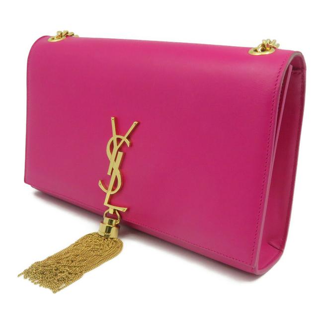 Saint Laurent Monogram Kate Smooth Medium Classic Tassel Fuchsia Pink Calfskin Leather Shoulder Bag - image 2