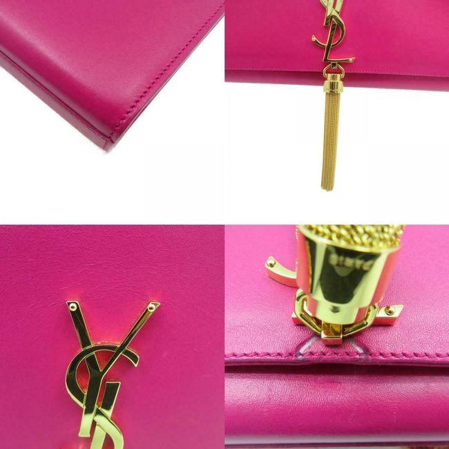 Saint Laurent Monogram Kate Smooth Medium Classic Tassel Fuchsia Pink Calfskin Leather Shoulder Bag - image 9