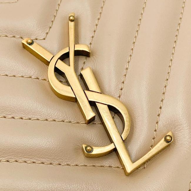 Saint Laurent Monogram Lou Camera Calfskin Matelasse Beige Leather Cross Body Bag - image 8
