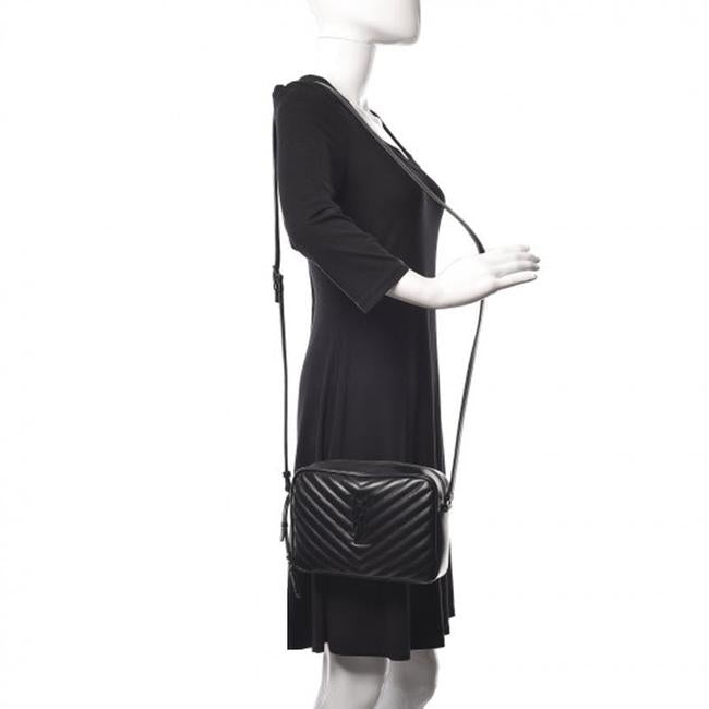 Saint Laurent Monogram Lou Camera Calfskin Matelasse Black Leather Shoulder Bag - image 2