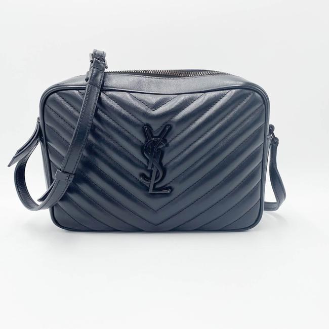Saint Laurent Monogram Lou Camera Calfskin Matelasse Black Leather Shoulder Bag - image 3