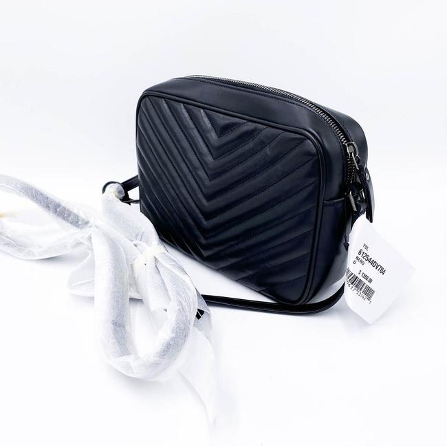 Saint Laurent Monogram Lou Camera Calfskin Matelasse Black Leather Shoulder Bag - image 5