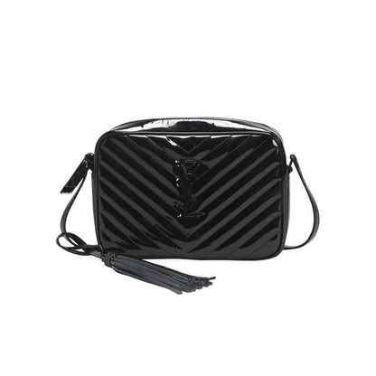 Saint Laurent Monogram Lou Camera Calfskin Matelasse Black Patent Leather Cross Body Bag - photo 1