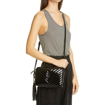 Saint Laurent Monogram Lou Camera Calfskin Matelasse Black Patent Leather Cross Body Bag - photo 2