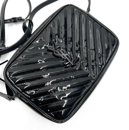 Saint Laurent Monogram Lou Camera Calfskin Matelasse Black Patent Leather Cross Body Bag - photo 8