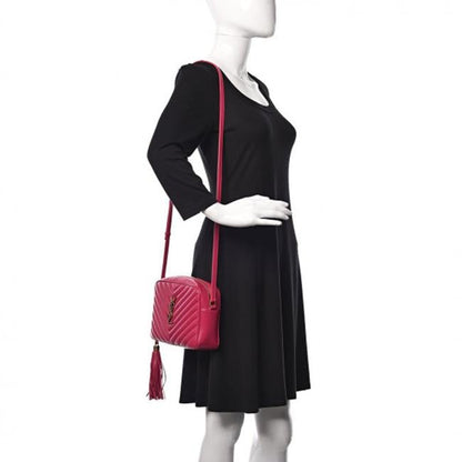 Saint Laurent Monogram Lou Camera Calfskin Matelasse Bright Pink Leather Shoulder Bag - photo 2