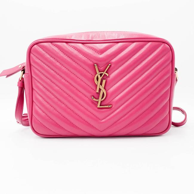 Saint Laurent Monogram Lou Camera Calfskin Matelasse Bright Pink Leather Shoulder Bag - photo 4