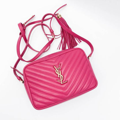 Saint Laurent Monogram Lou Camera Calfskin Matelasse Bright Pink Leather Shoulder Bag - photo 9