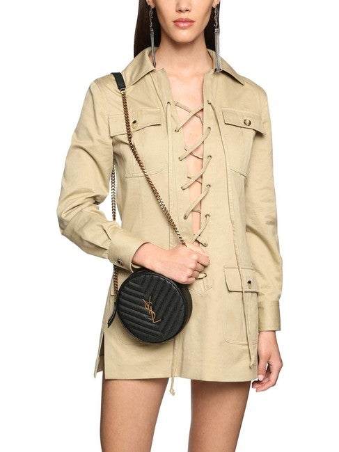 Saint Laurent Monogram Lou Camera Grain De Poudre Matelasse Quilted Round Vinyle Black Leather Cross Body Bag - image 2
