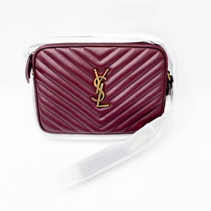 Saint Laurent Monogram Lou Women's Burgundy Camera Red Leather Cross Body Bag - image 4