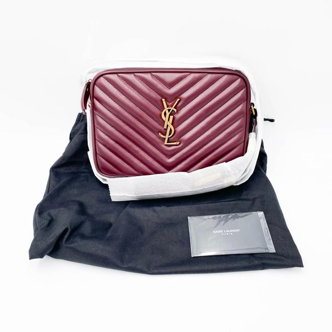 Saint Laurent Monogram Lou Women's Burgundy Camera Red Leather Cross Body Bag - image 5