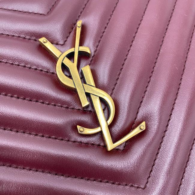 Saint Laurent Monogram Lou Women's Burgundy Camera Red Leather Cross Body Bag - image 8