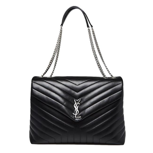 Saint Laurent Monogram Loulou Calfskin Y Quilted Monogram Large Chain Satchel Black Leather Shoulder Bag - image 1