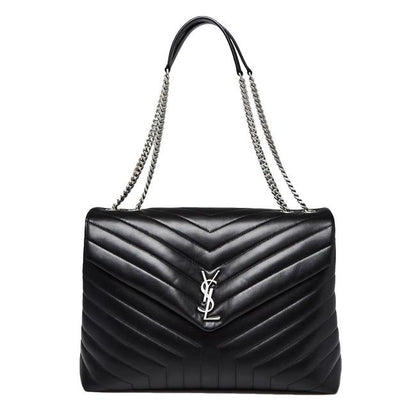 Saint Laurent Monogram Loulou Calfskin Y Quilted Monogram Large Chain Satchel Black Leather Shoulder Bag - image 1