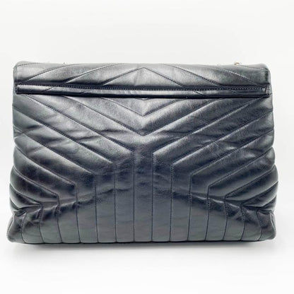 Saint Laurent Monogram Loulou Calfskin Y Quilted Monogram Large Chain Satchel Black Leather Shoulder Bag - image 4